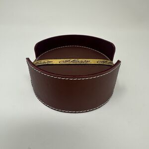 Martell Cognac Set Of 4 Leather Reusable Coasters With Case Holder Brown